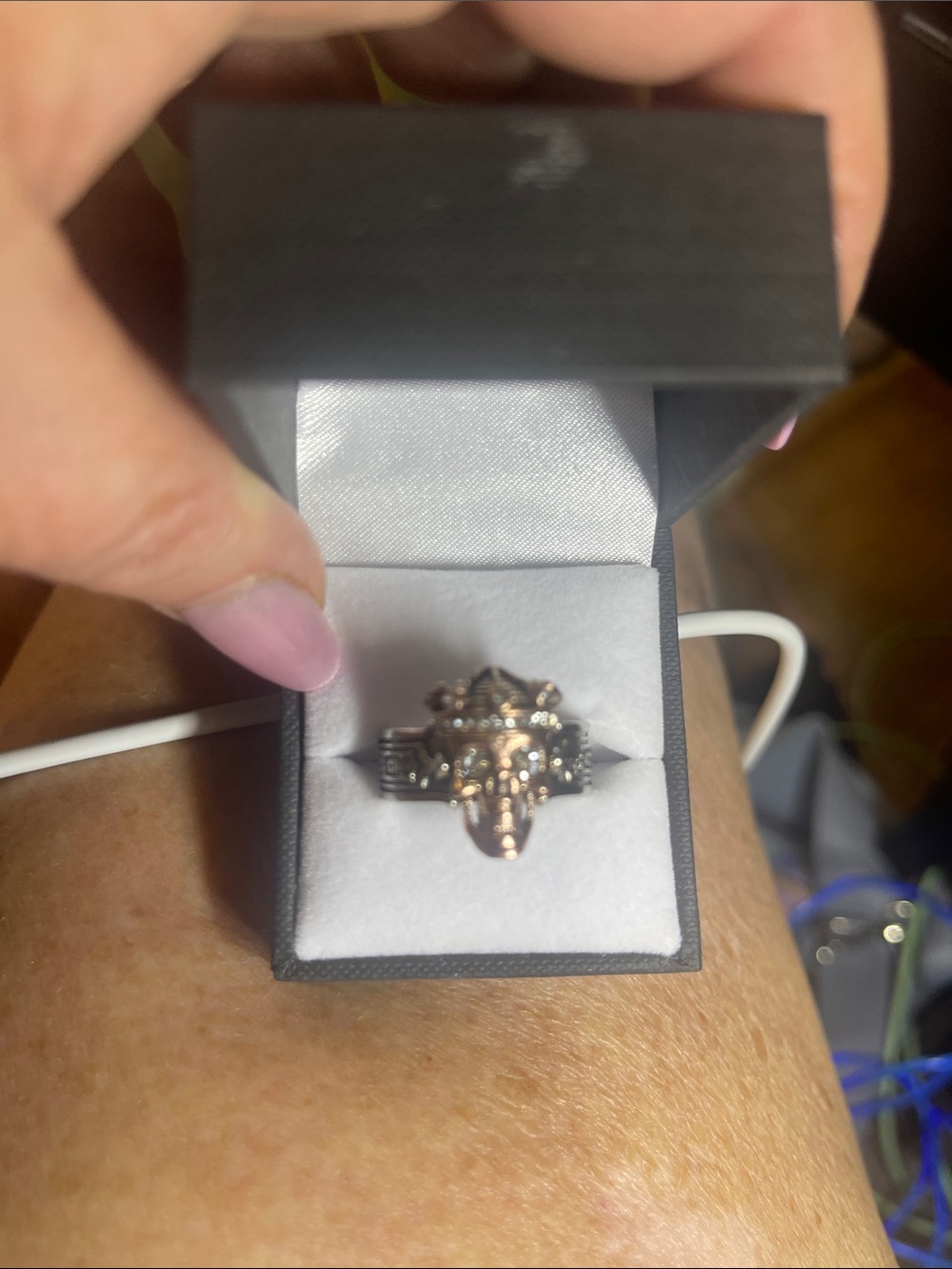 New Men’s Copper & Silver toned Skull Ring -size 11
